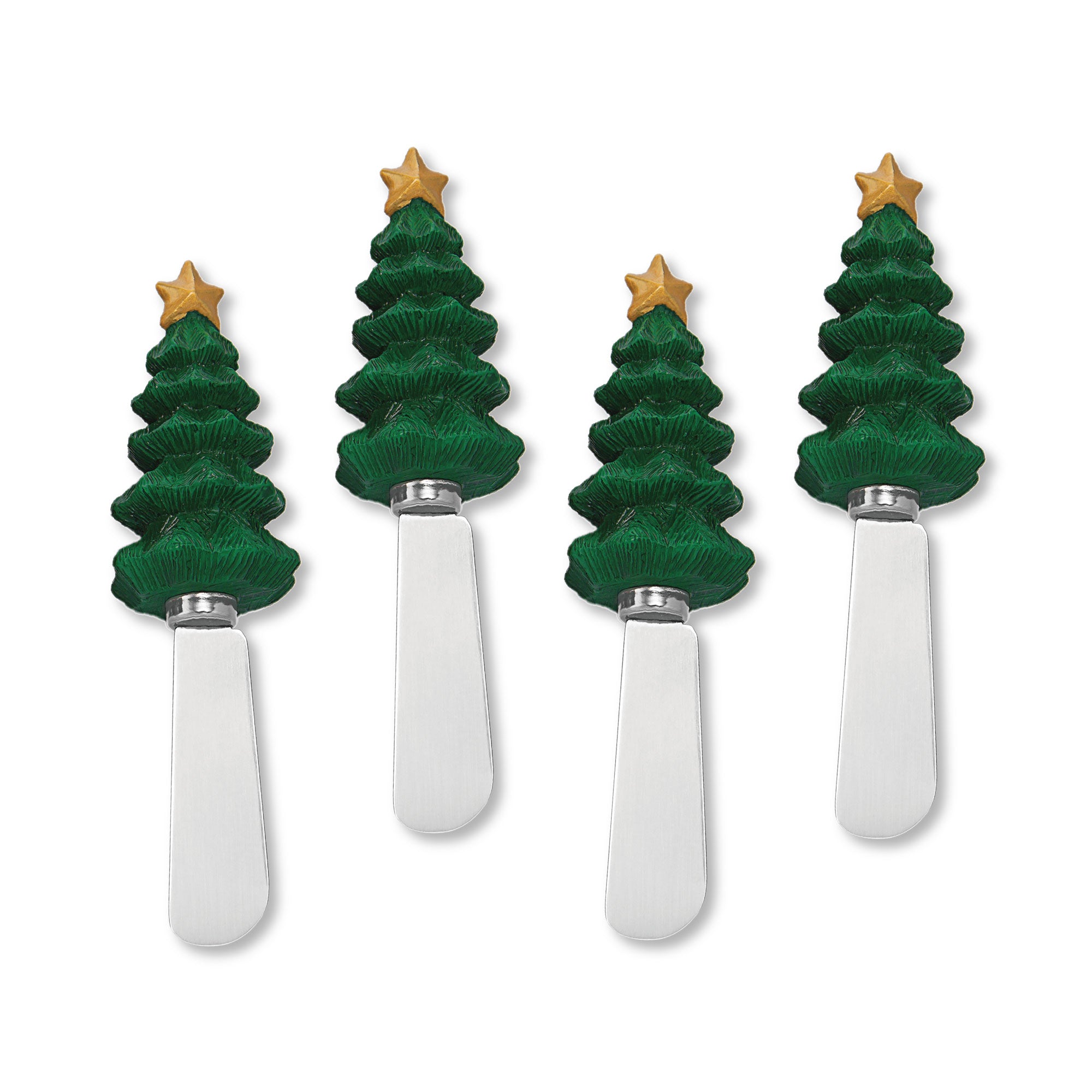 Mr. Spreader 4Piece Christmas Tree Hand Painted Resin Handle with