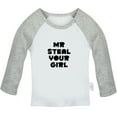 thumbnail image 1 of Mr Steal Your Girl Funny T shirt For Baby, Newborn Babies T-shirts, Infant Tops, 0-24M Kids Graphic Tees Clothing (Long Gray Raglan T-shirt, 12-18 Months), 1 of 4