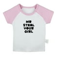 thumbnail image 1 of Mr Steal Your Girl Funny T shirt For Baby, Newborn Babies T-shirts, Infant Tops, 0-24M Kids Graphic Tees Clothing (Short Pink Raglan T-shirt, 12-18 Months), 1 of 4