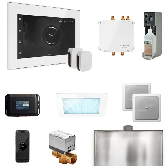 Mr Steam Bliss Max Steam Shower Control Package with iSteamX Control and Steamhead in White