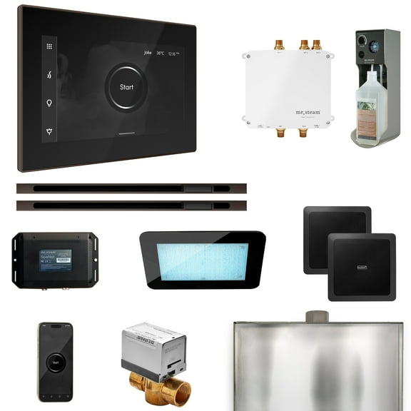 Mr Steam Bliss Max Steam Shower Pkg w/iSteamX Control and Linear Steamhead in Black OilRubBronze