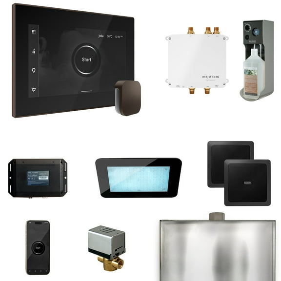 Mr Steam Bliss Steam Shower Ctrl Pkg w/iSteamX Control and Steamhead in Black OilRubBronze