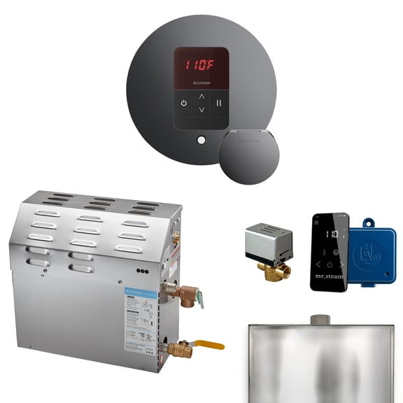 Mr Steam MS 10kW (10000W) Steam Shower Generator Package w/round iTempo Control in Brilliant Black