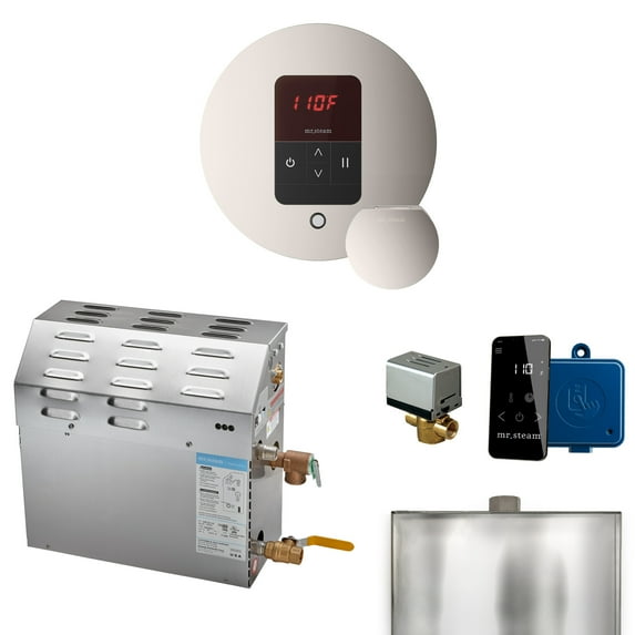 Mr Steam MS 12kW (12000W) Steam Shower Generator Package w/round iTempo Control in Polished Nickel
