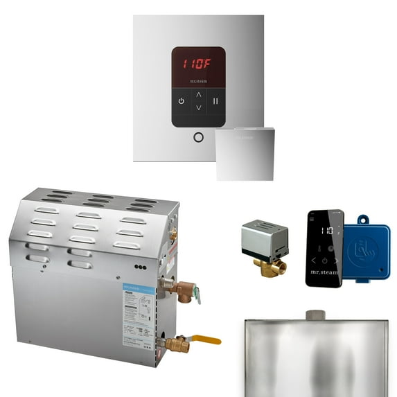 Mr Steam MS 12kW (12000W) Steam Shower Generator Package w/square iTempo Control in Polished Chrome