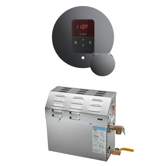 Mr Steam MS 15kW (15000W) Steam Shower Generator Package w/round iTempo Control in Brilliant Black