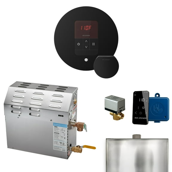 Mr Steam MS 15kW (15000W) Steam Shower Generator Package w/round iTempo Control in Matte Black