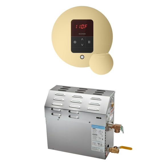 Mr Steam MS 15kW (15000W) Steam Shower Generator Package w/round iTempo Control in Satin Brass