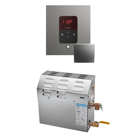 Mr Steam MS 15kW (15000W) Steam Shower Generator Package w/square iTempo Control in Satin Steel