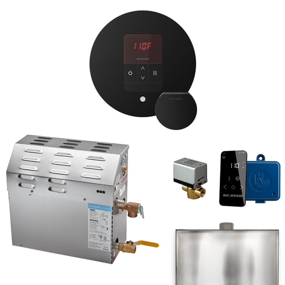 Mr Steam MS 5kW (5000W) Steam Shower Generator Package w/round iTempo Control in Matte Black