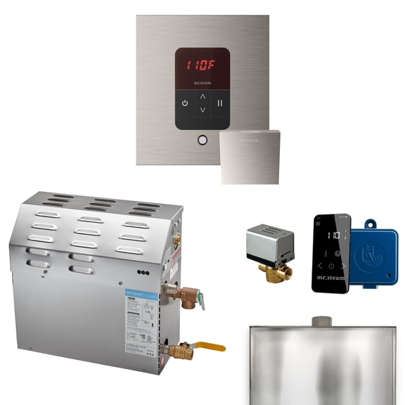 Mr Steam MS 5kW (5000W) Steam Shower Generator Package w/square iTempo Control in Brushed Nickel