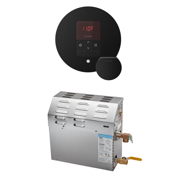 Mr Steam MS 6kW (6000W) Steam Shower Generator Package w/round iTempo Control in Matte Black