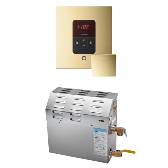 Mr Steam MS 6kW (6000W) Steam Shower Generator Package w/square iTempo Control in Polished Brass