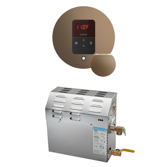 MrSteam 7kW (7000W) Steam Shower Generator Pkg w/Round iTempo Control in Nouveau Bronze