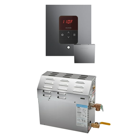 MrSteam 7kW (7000W) Steam Shower Generator Pkg w/Square iTempo Control in Brilliant Black
