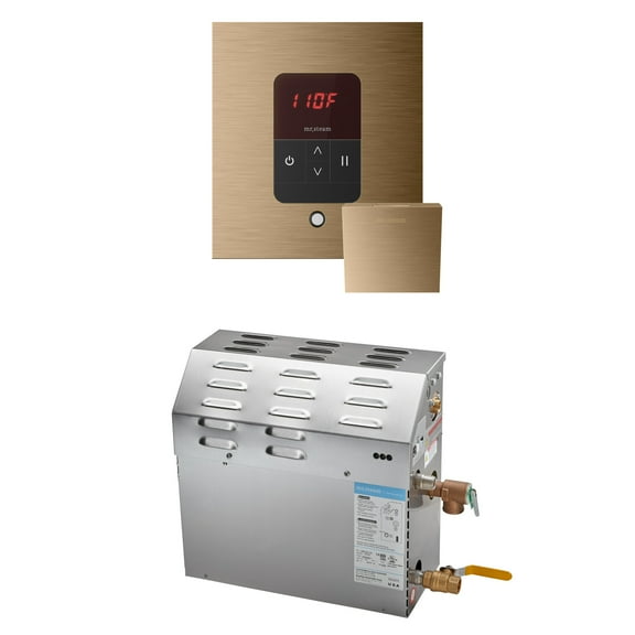 MrSteam 7kW (7000W) Steam Shower Generator Pkg w/Square iTempo Control in Brushed Bronze