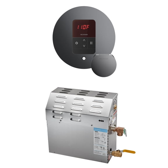 Mr Steam MS 9kW (9000W) Steam Shower Generator Package w/round iTempo Control in Brilliant Black