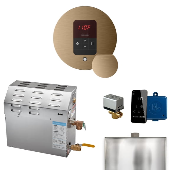 Mr Steam MS 9kW (9000W) Steam Shower Generator Package w/round iTempo Control in Brushed Bronze