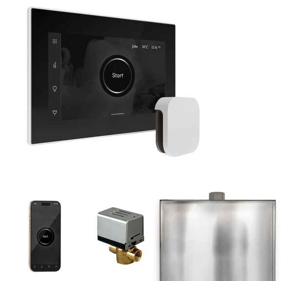 Mr Steam XButler Steam Shower Control Package with iSteamX Control and Steamhead in Black White