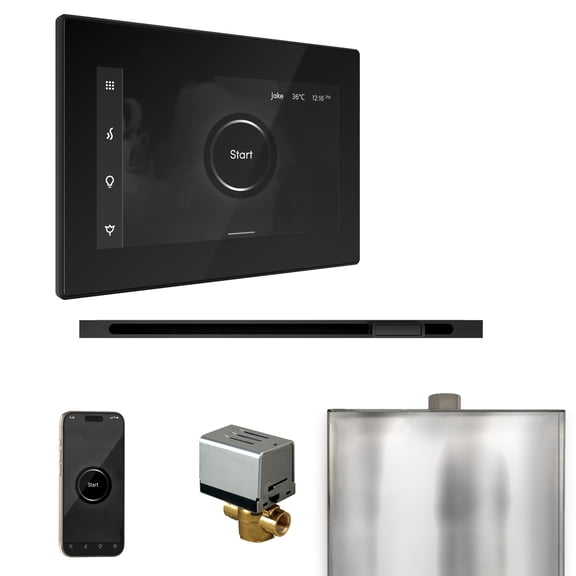Mr Steam XButler Steam Shower Ctrl Pkg w/iSteamX Control and Linear Steamhead in Black Matte Black
