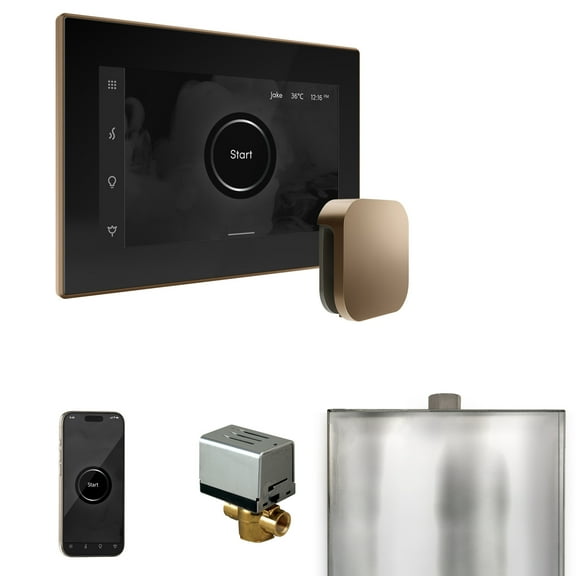 Mr Steam XButler Steam Shower Ctrl Pkg w/iSteamX Control and Steamhead in Black Nouveau Bronze