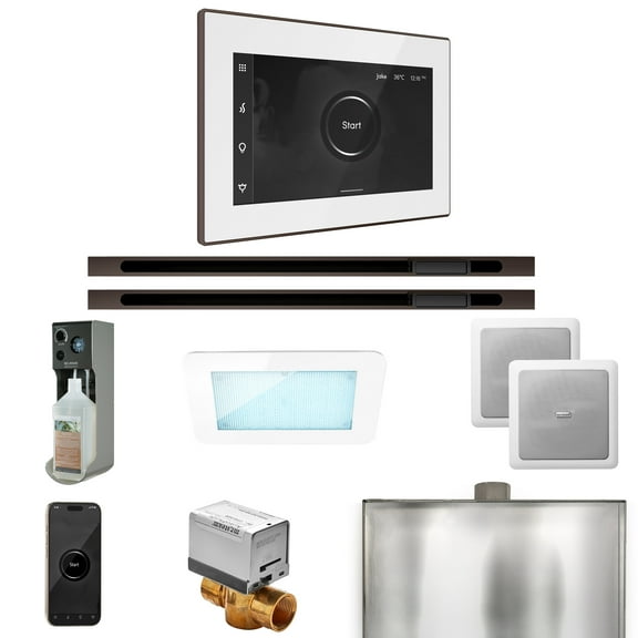 Mr Steam XDream Max Steam Shower Pkg w/iSteamX Control and Linear Steamhead in White OilRubBronze