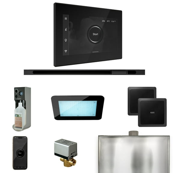 Mr Steam XDream Steam Shower Ctrl Pkg w/iSteamX Control and Linear Steamhead in Black Matte Black