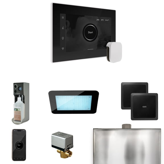 Mr Steam XDream Steam Shower Ctrl Pkg w/iSteamX Control and Steamhead in Black White