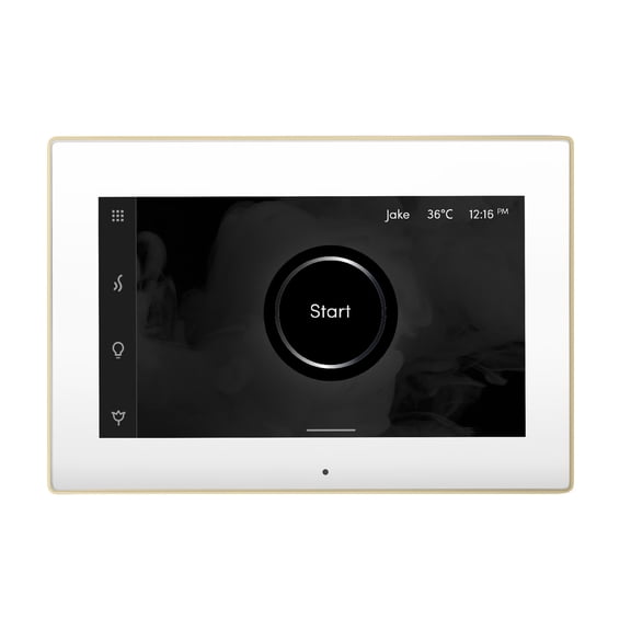 Mr Steam iSteamX Steam Shower Control and Steamhead in White Polished Brass