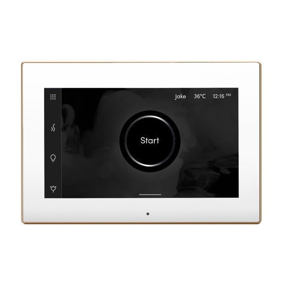 Mr Steam iSteamX Steam Shower Control and Steamhead in White Polished Gold