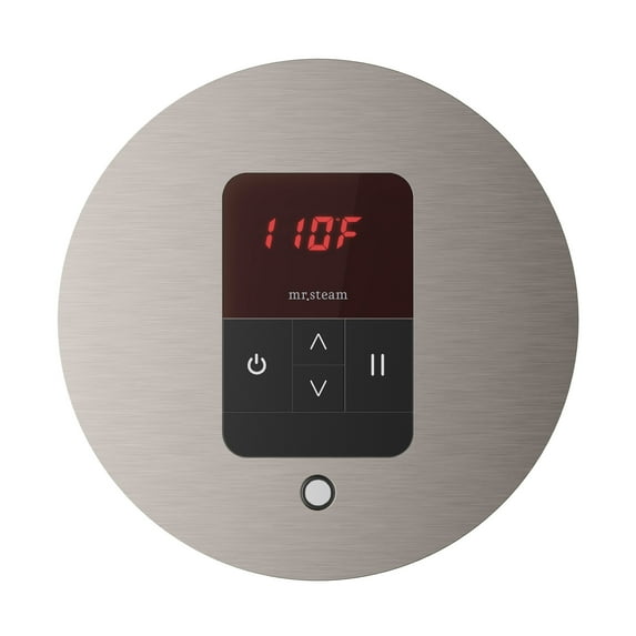 Mr Steam iTempo Round Steam Shower Control and Steamhead in Brushed Nickel