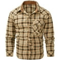 thumbnail image 1 of Mr.Stream Men's Flannel Shirts Long Sleeve Plaid Checkered Brushed Casual Western Cowboy Pearl Snap Shirt 3266 Khaki L, 1 of 8