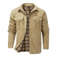 thumbnail image 1 of Mr.Stream Men's Lightweight Long Sleeved Snap Plaid Western Cowboy Flannel Lined Shirts Jackets 3268 Khaki XL, 1 of 8