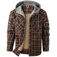 thumbnail image 1 of Mr.Stream Men's Sherpa Lined Fleece Coats Work Plaid Flannel Snap Hooded Jackets 3252 Coffee M, 1 of 7