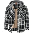 thumbnail image 1 of Mr.Stream Men's Sherpa Lined Fleece Coats Work Plaid Flannel Snap Hooded Jackets 3252 Gray S, 1 of 7