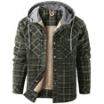 thumbnail image 1 of Mr.Stream Men's Sherpa Lined Fleece Coats Work Plaid Flannel Snap Hooded Jackets 3252 Green L, 1 of 7