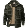 thumbnail image 1 of Mr.Stream Men's Sherpa Lined Fleece Long Sleeve Plaid Flannel Snap Shirts Jackets 3251 Dark Green S, 1 of 8