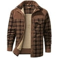 thumbnail image 1 of Mr.Stream Men's Sherpa Lined Fleece Long Sleeve Plaid Flannel Snap Shirts Jackets 3251 Red Coffee XL, 1 of 8