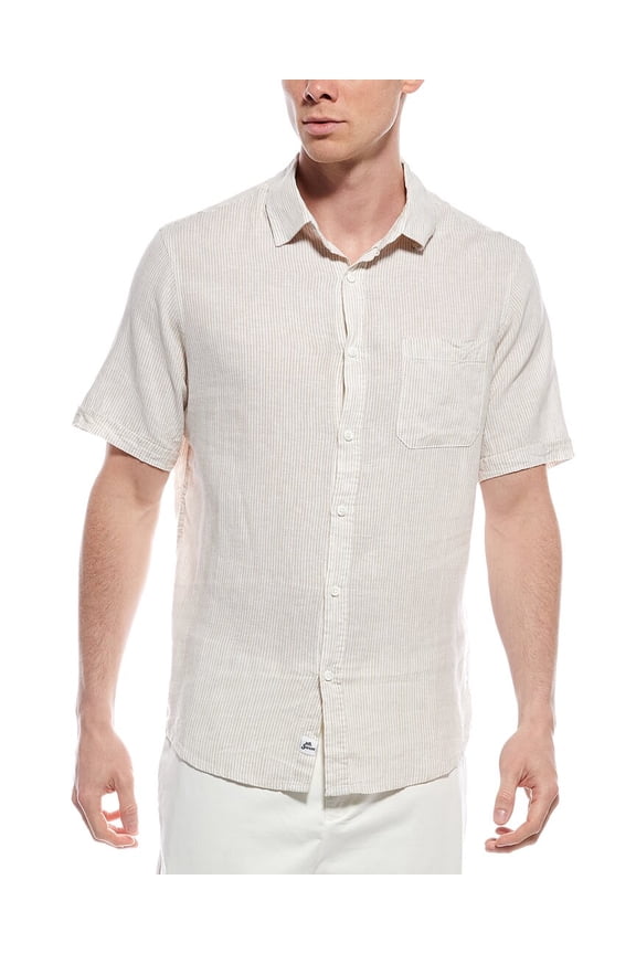Mr.Swim mens  Stripe Linen-Blend Shirt, l, Tan