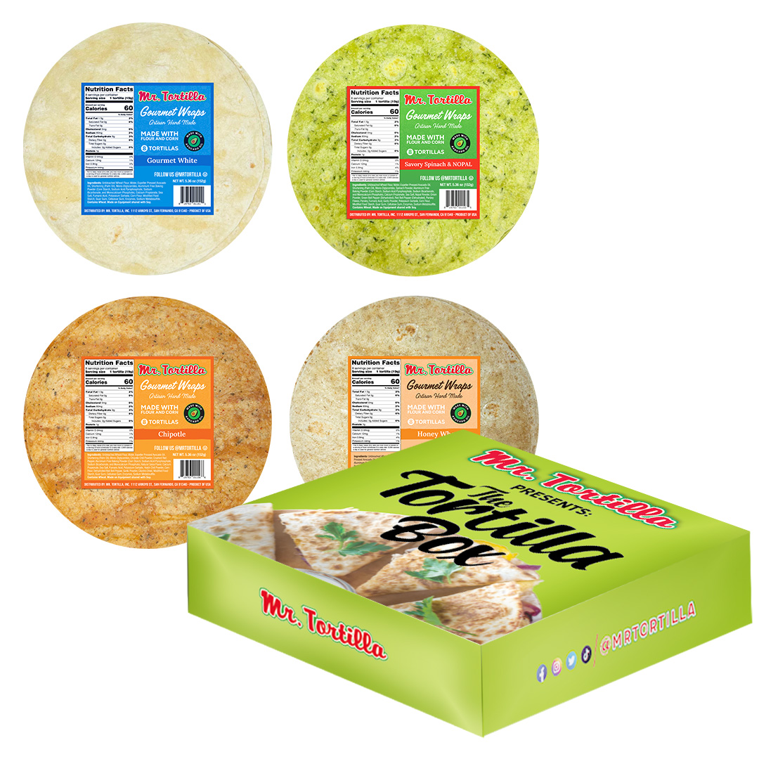 Mr. Tortilla Gourmet Wraps Variety Pack Artisan Flour Tortillas in 4