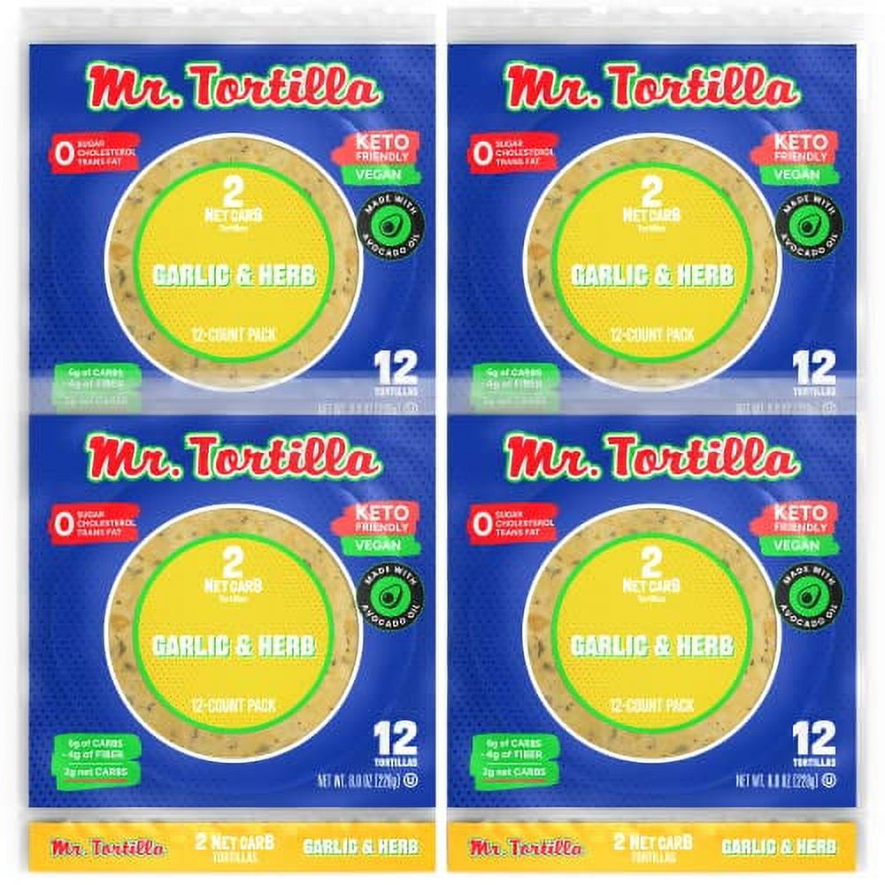 Mr. TortillaLow Carb Tortillas 2 Net Carb Keto Soft Taco Shells for