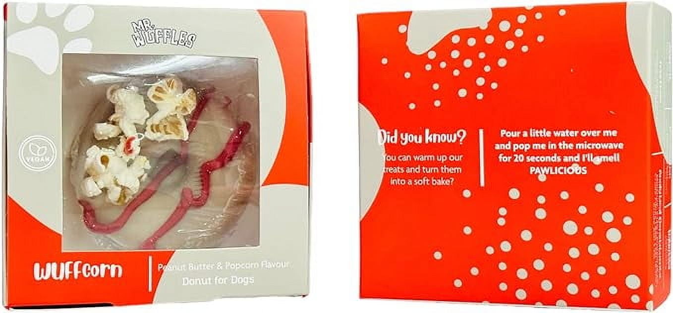 Mr WUFFles - WUFFcorn Vegan Popcorn Donut for Dogs | Dog Birthday Treat | Dog Treats | Sensitive Stomach | Hypoallergenic Treats