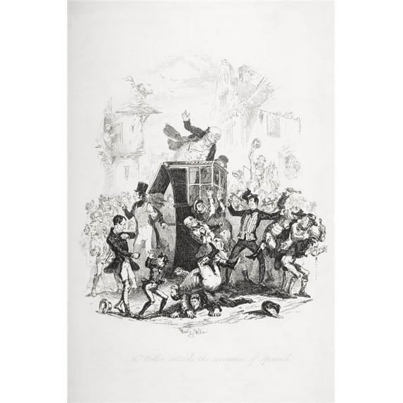 Mr. Weller Attacks the Executive of Ipswich. Illustration From the Charles Poster Print, 24 x 36