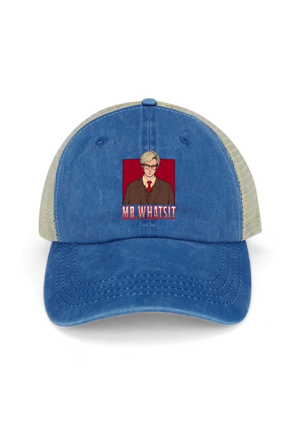 Mr. Whatsit Dark Blue Baseball Cap for Men Women, Adjustable Snapback Hats Trucker Hat