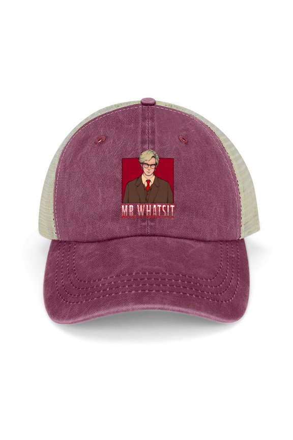 Mr. Whatsit Wine Red Baseball Cap for Men Women, Adjustable Snapback Hats Trucker Hat