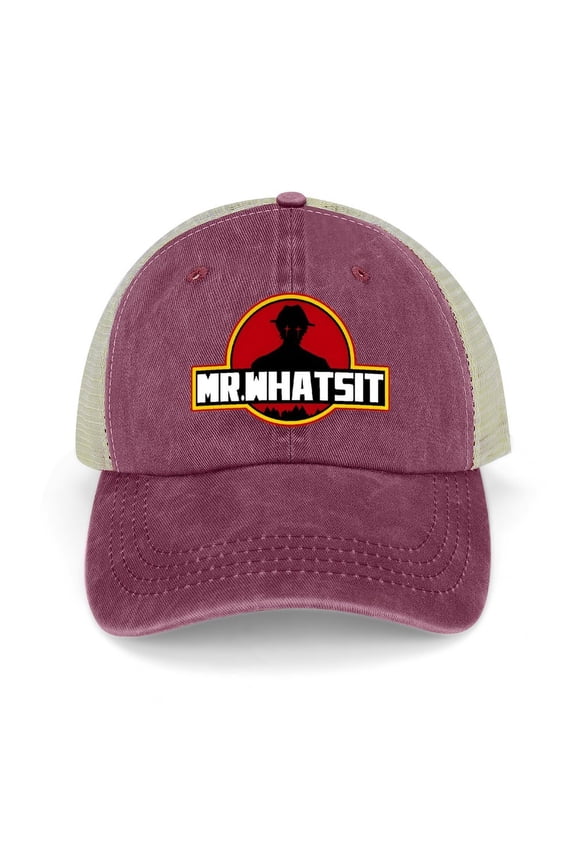 Mr. Whatsit Wine Red Baseball Cap for Men Women, Adjustable Snapback Hats Trucker Hat