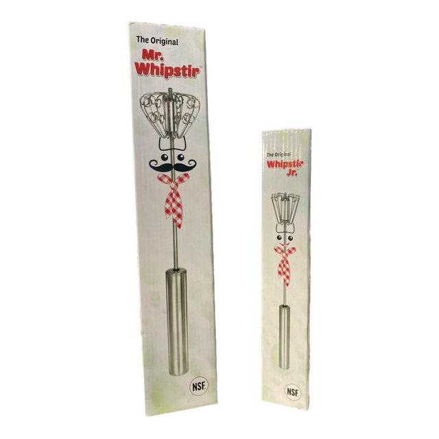 Mr Whipstir Original & Jr Mix/Blend/Froth Rotating Whisk 2 Pc Set