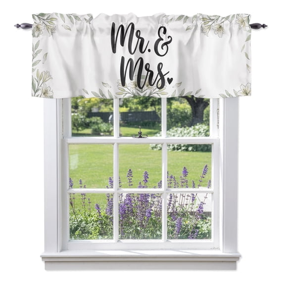 Mr Window Valance for Kitchen, Mrs Rod Pocket Short Curtains for Bathroom Bedroom Small Windows, Light Filtering Decorative Valances, 42 x 12 Inches