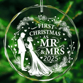 thumbnail image 1 of Ornaments by Design First Christmas as Mr. and Mrs Ornament 2025 Couple's Keepsake Gift 3X3 Glass Ornament, 1 of 6