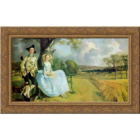 Mr. and Mrs. Andrews 24x16 Gold Ornate Wood Framed Canvas Art by Thomas Gainsborough